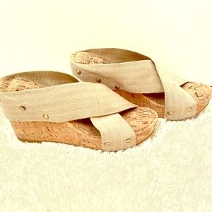 Lucky Band Wedge Cork Heel Sandal